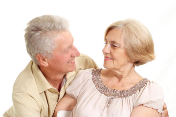 Smiling elderly couple