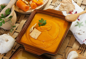 Puré de verduras, zanahorias y calabaza.