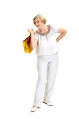 Beautiful old woman with shopping