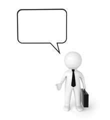 3d businessman with speech bubble