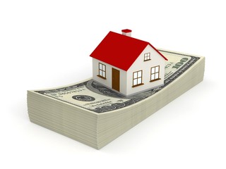 3d house on stack of dollars