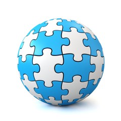 blue puzzle globe