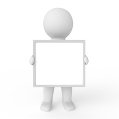 3d white human with blank board