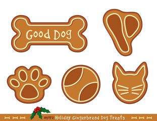 Holiday Treats for Good Dogs, steak, ball, bone, kitty cat, paw