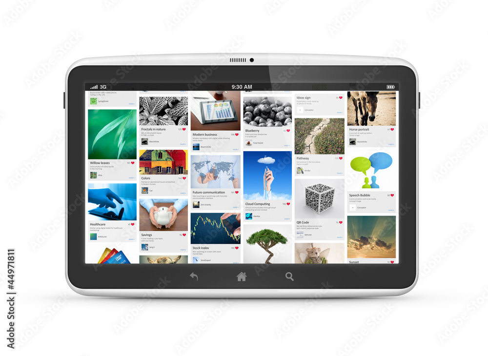 Aufkleber digital tablet with social media application interface