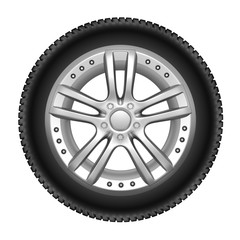Obraz premium Car wheel on a white background