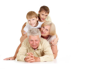 Grandchildren with their attracite grandparents