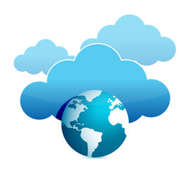globe cloud computing illustration design over white