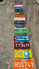 Shopping with vintage cuban number plates