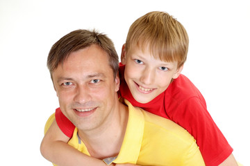 Nice family in bright T-shirts