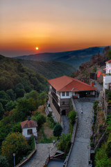 Fototapeta na wymiar Old church and monastery on sunset, Macedonia