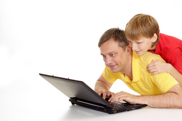 Attractive family in bright T-shirts