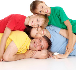 Charming people in bright T-shirts