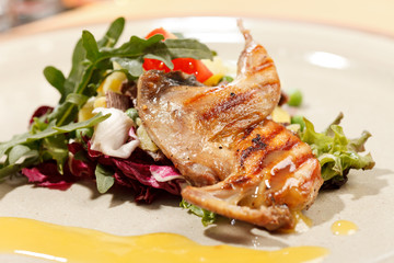 quail on the meat salad