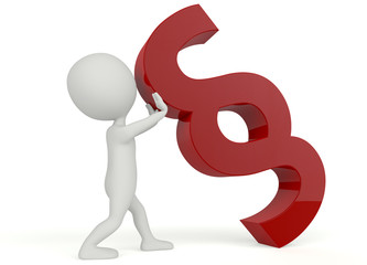 3d humanoid character hold a paragraph symbol