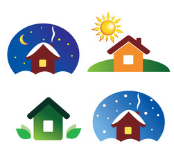 set of friendly house icons