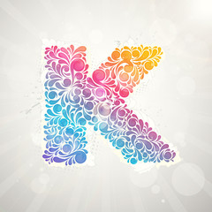 Colorful pattern alphabet. Letter K