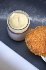 Crème, dessert, vanille, chocolat blanc, gastronomie