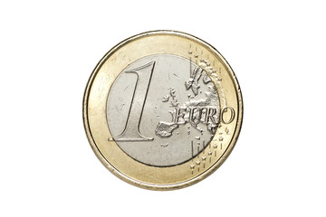 A one euro coin isolated on a white background
