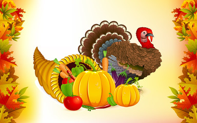 Thanksgiving Cornucopia with Turkey