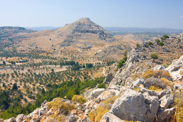 Panoramic view of Rhodes mountain. Rhodes island. Greece.