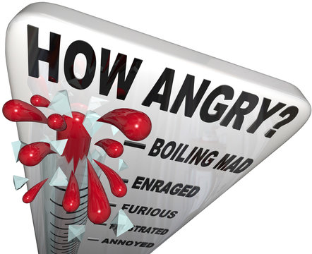 How Angry Thermometer Measure Anger Level Man Frustrated