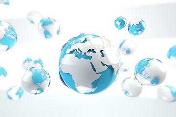 concepto de internet y mapa del mundo en tono azul