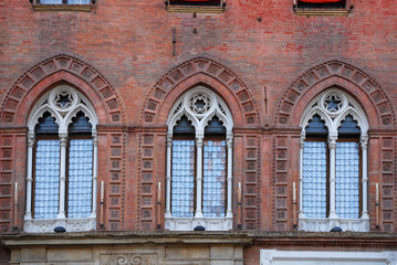 Fototapeta na wymiar Italy, Bologna Accursio palace windows