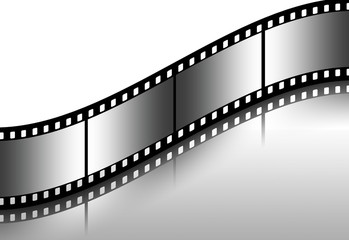 Curved black film sheet on background white