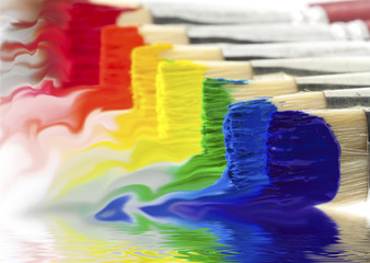 gouache sur brosses