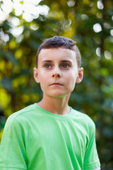 Closeup portrait of a pensive boy