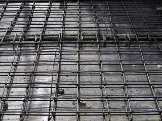 Reinforcement metal framework for concrete pouring.