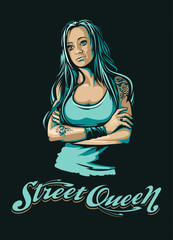 Grungy girl. Funky vector illustration.