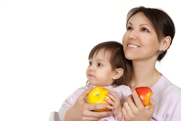 Fototapeta premium Happy Caucasian mother with her daughter