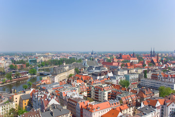 Fototapeta na wymiar Starego Miasta we Wrocławiu od góry