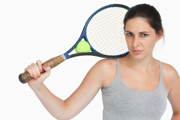 Sportswoman with a tennis racket