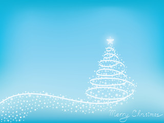 Christmas tree made of ribbon, stars and snowflakes