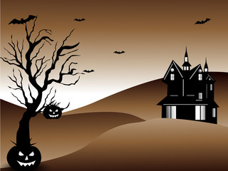 Halloween night background with scary pumpkin. EPS 10.