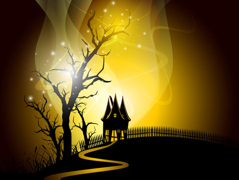 Halloween night background with scary pumpkin. EPS 10.