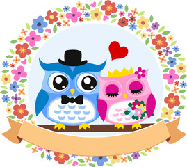 owl bride and groom