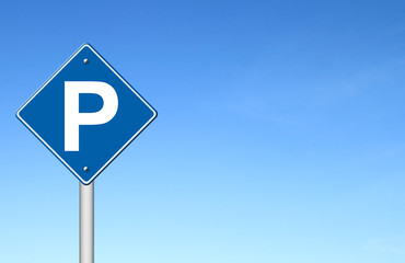 Parking traffic sign with blue sky