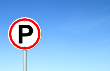 Parking sign over blue sky