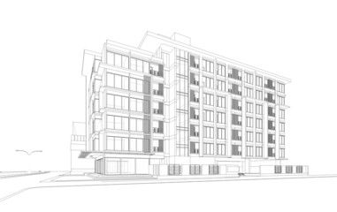 Wireframe of building 