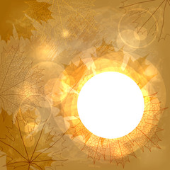 Autumn leaves grunge background with place for text.