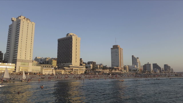 Tel Aviv city shore time lapse sunset