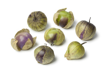 Fresh purple and green tomatillos