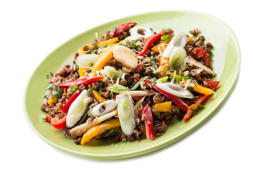 lentils salad with capsicum onions ginger and grated lemon peel