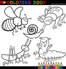 Insects and bugs for Coloring Book or Page