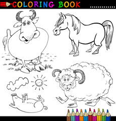 Farm Animals for Coloring Book or Page