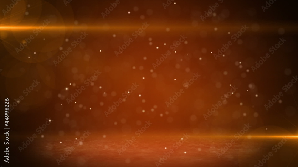 Poster orange light beams and particles loopable background